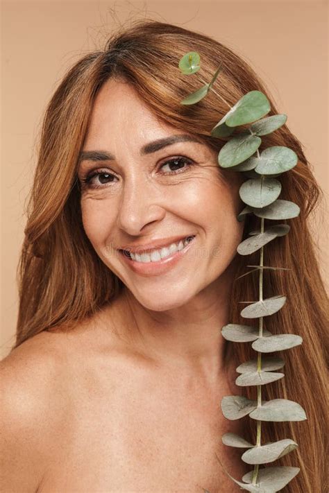 Portrait Of Half Naked African American Woman With Flowers In Her Hair Stock Image Image Of