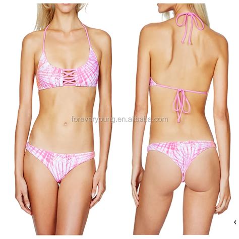 Factory Custom Printing Seamless Reversible Mature Woman Brazilian Bikini Bathing Suit Swimsuit