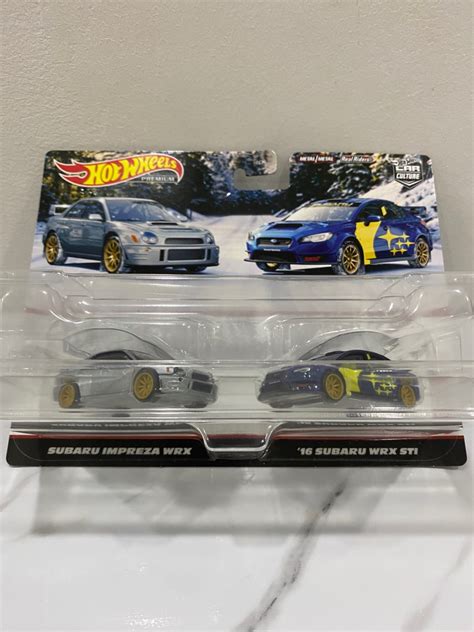 Hot Wheels 2023 Premium Twin Pack Subaru Impreza WRX Silver 16 Subaru WRX Sti Blue HKF60