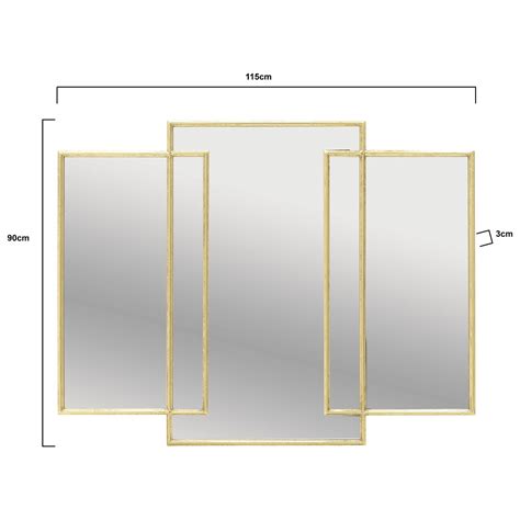 Зеркало настенное тройное в металлической раме 90х115 см золотое 111767 ...