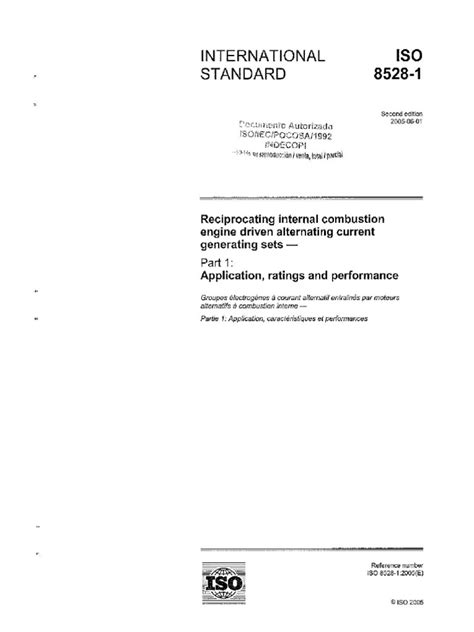Iso 8528 1 2005 Reciprocating Internal Combustion Engine Driven