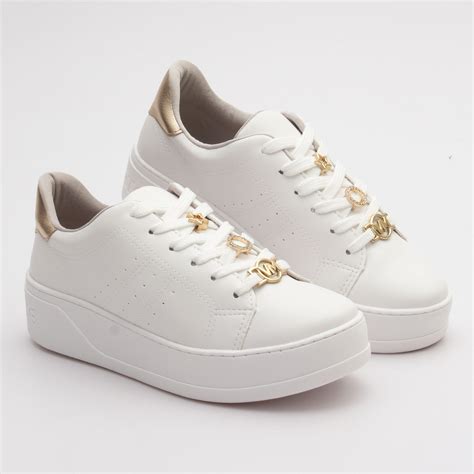 Calçados Da Via Marte - Tênis Via Marte Causal Detalhe Dourado - Branco - Lemus Calçados