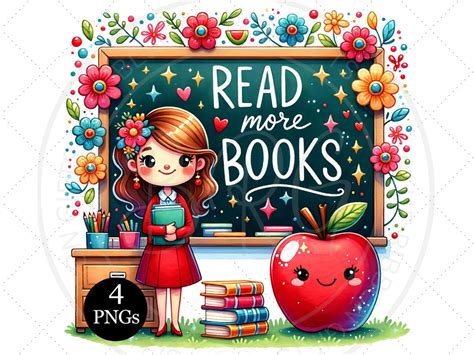 teacher clipart bundle   school png read  books teacher
