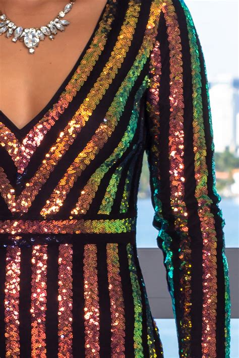 Multicolor V-Neck Sequin Short Dress | Cute Dresses – Saved by the Dress