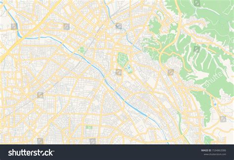 printable street map kanazawa prefecture ishikawa stock vector royalty