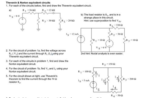 Solved Thevenin And Norton Equivalent Circuits 1 For Each Of