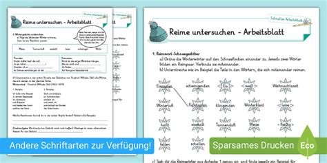 Reime untersuchen - Arbeitsblatt (l'enseignant a fait)