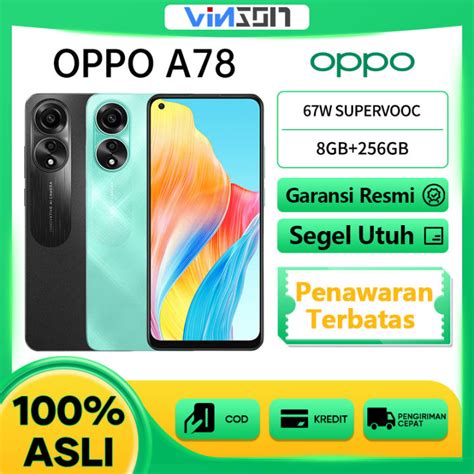 Oppo A78 88gb Extended Ram 256gb Rom Nfc 67w Supervooc Layar Fhd