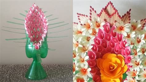 diy paper flower guldasta bouquet plastic bottle     paper