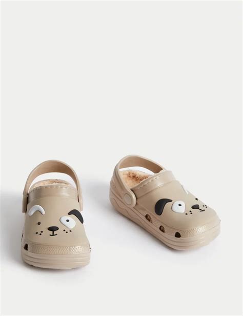 Kids' Faux Fur Lined Dog Clogs (4 Small - 2 Large) | M&S Collection | M&S