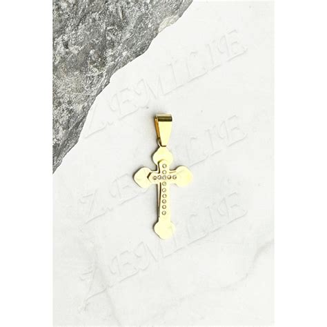 Pendentif Acier Croix Strass