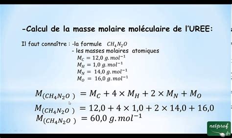 Calculer Une Masse Molaire Mol Culaire Youtube