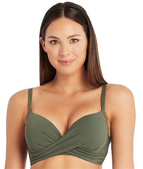 Sea Level Eco Essentials Cross Front Moulded Underwire Bikini Top Kh