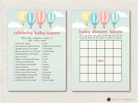 Hot Air Balloon Baby Shower Games Balloon Baby Shower Games Etsy