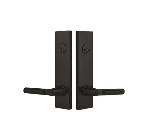 Emtek 5322us19 Flat Black Modern Rectangular Two Point Double Cylinder Entry Set