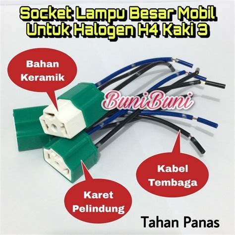 Jual Socket Soket Lampu Besar Halogen H4 Mobil Bahan Keramik Tahan