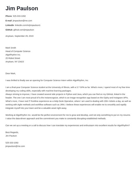 Computer Science Cover Letter Free Examples Writing Guide