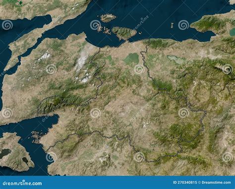 Balikesir Turkiye Low Res Satellite No Legend Stock Illustration