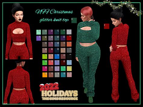 The Sims Resource Christmas Glitter Knit Top