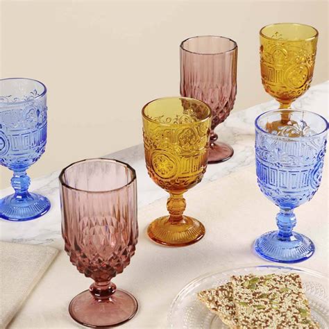 set   coloured glass wine goblets  dibor notonthehighstreetcom