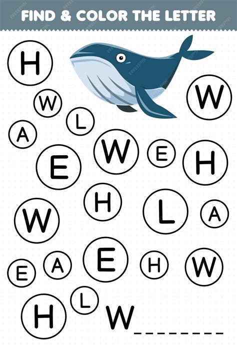 Premium Vector | Education game for children find and color letter w