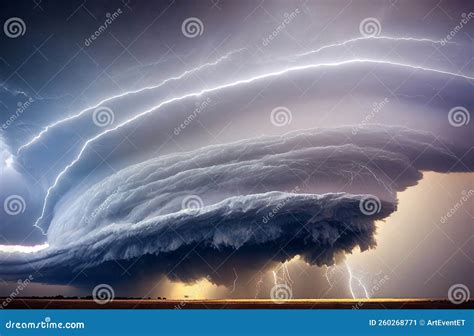 Giant Scary Tornado and Thunderstorm in Stormy Landscape Stock Image - Image of stormy, light ...