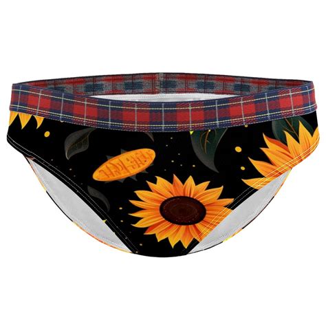 Brief Underwear Bikini Panties For Women Bikini Underwear S Black Background Sunflowers