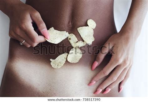 Sexy Woman Lying Naked Eating Chips Stock Photo Shutterstock