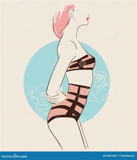 Beautiful Woman Wearing Lingerie Vector Illustration Eps Stock Vector Illustration Of