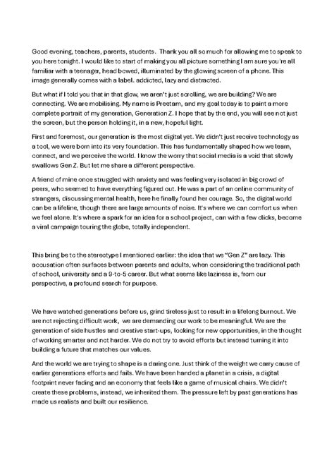 Gen Z: A New Perspective on Our Digital Generation - Speech - Studocu