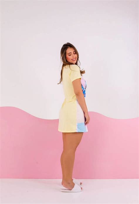 CAMISOLA 606 AMARELO STITCH NARIZ ROSA Império Lingerie