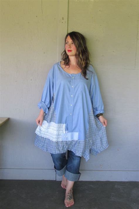 Upcycled Tunic Dress Oversize Plus Size X X Smock