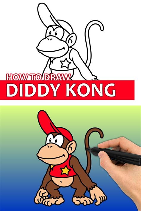 How To Draw Diddy Kong | Diddy kong, Easy drawings for kids, Game character