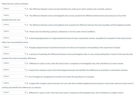 Solved Select Spending Variance Price Variance Quantity
