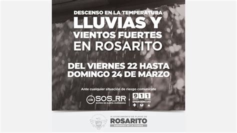 Anuncia Protección Civil lluvias el fin de semana en Rosarito ESQUINA 32