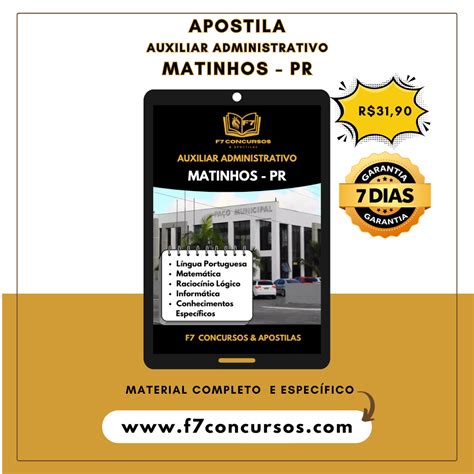 Apostila Auxiliar Administrativo De Matinhos Pr F Concursos