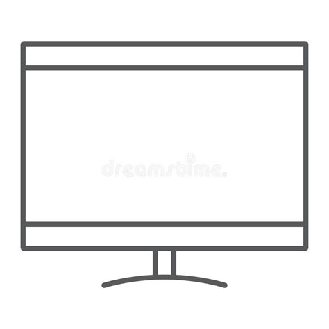 Icona Linea Sottile Monitor Desktop E Dispositivo Segnale Di