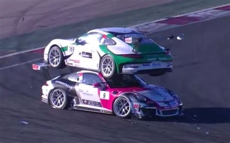 This Is What Happens When Two Porsches Crash And Balance On Top Of Each Other Mirror Online