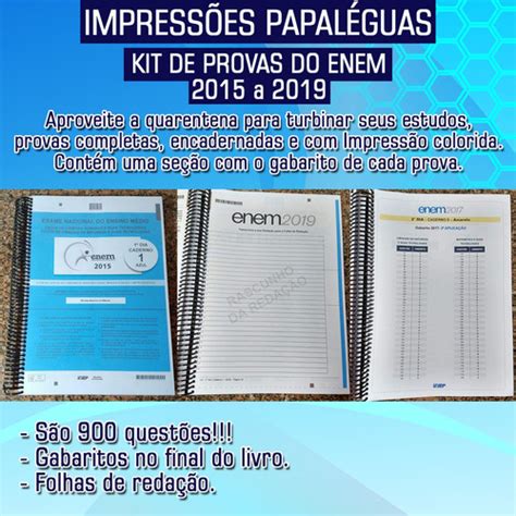 Edições Anteriores Enem - Enem 2021 Provas Edições Anteriores 2015 A 2020 + Gabaritos | Shopee Brasil