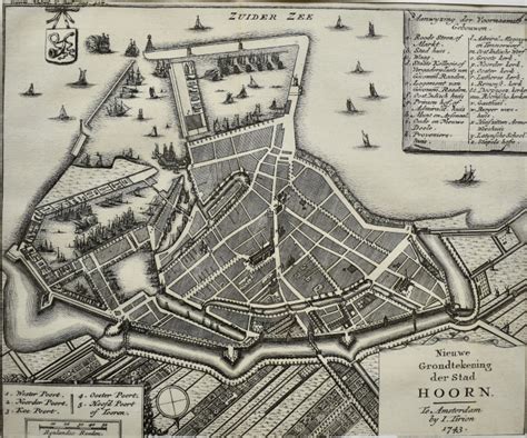 Plattegrond Van Hoorn I Tirion Antieke Kopergravure Prent Hart