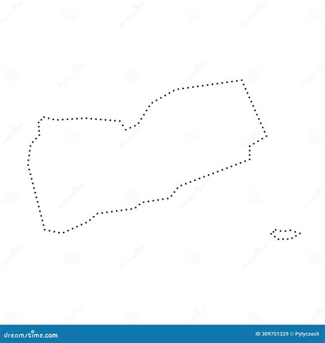 Yemen Dotted Outline Vector Map Stock Vector Illustration Of Black