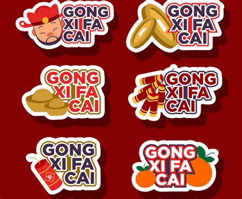 Gong Xi Fa Cai Sticker Set Template Vector Art Graphics Freevector