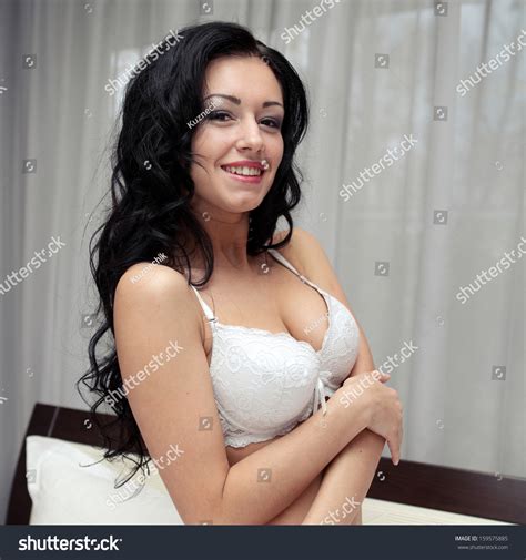 Sexy Woman White Lingerie On Bed Stock Photo 159575885 Shutterstock