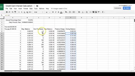 Credit Card Interest Calculator Excel Template