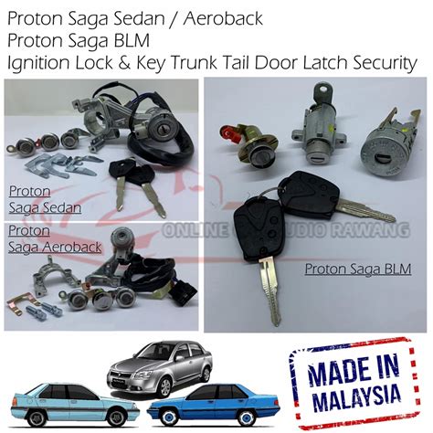 Ignition Lock Key Trunk Tail Door Latch Security Key Set Proton Saga