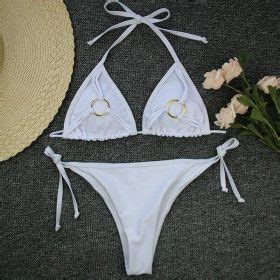 Women Pcs Swimwear Bandage Padded Bra Bikini Set Push Up Solid Beachwear Swimsuit Bathing Suit