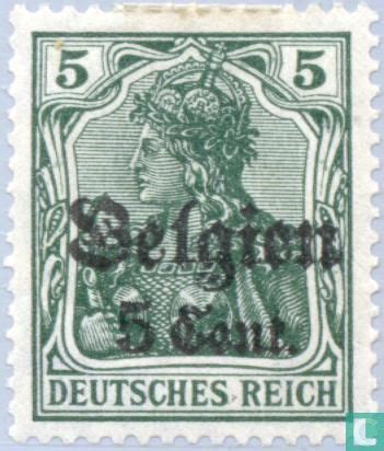 Deutsche Briefmarken Mit Aufdruck Belgien 5 5 1916 Deutsches