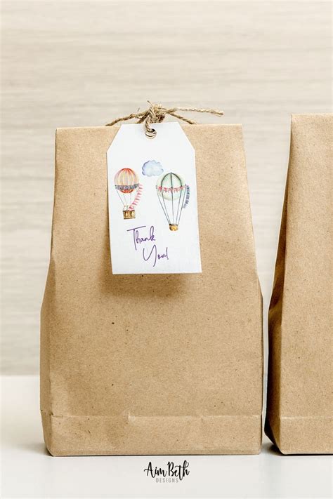 Hot Air Balloon Thank You Favor Tags Baby Shower Gift Tags Etsy