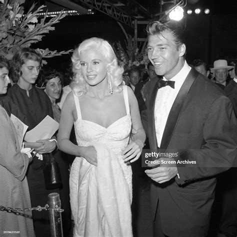 Jayne Mansfield with husband Mickey Hargitay at Hollywood event