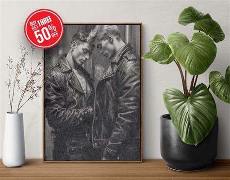 Gay Vintage Wall Art Tom Of Finland Style Lgbtq Queer Retro Etsy
